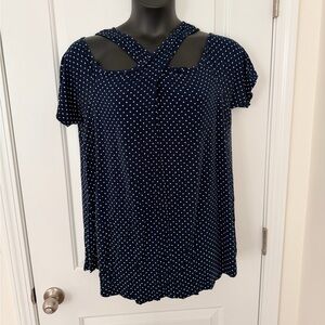 ChicSoul Navy Polka Dot Women's Top Size 2X